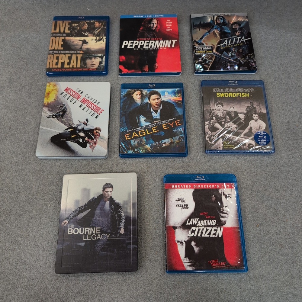 8 Blu-ray Action Movie Lot Mission Impossible Bourne Legacy Alita Steelbooks - Picture 1 of 2